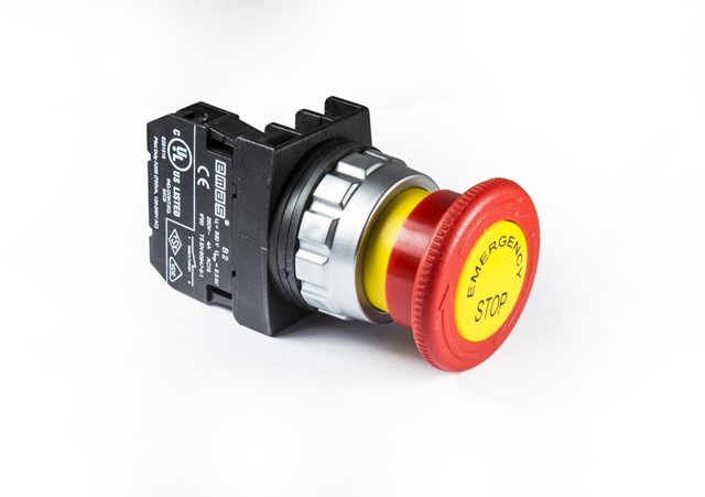 H Series Plastic 1NC Emergency 40 mm Turn to Release with Label Red 30 mm Control Unit